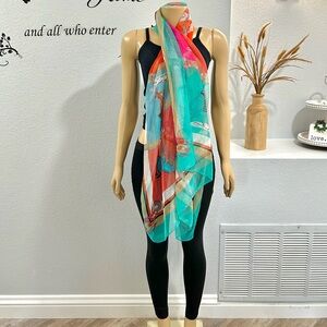 Sheer Horse Scarf Rectangle Colorful 31” X 70”